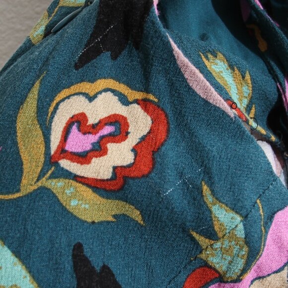 Free People Coco One Piece Jumpsuit Wide Leg Cross Open Back Floral Green Size 6 - Picture 12 of 16